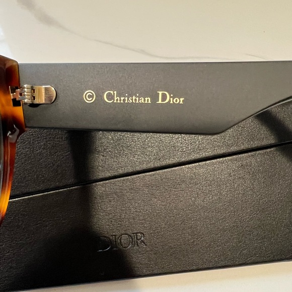 CHRISTIAN DIOR ID2 TURTLE TORTOISE BLACK AUTHENTIC SUNGLASSES 08684 OVERSIZED - Picture 6 of 12